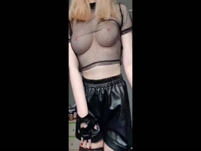 Aleksandra Ostrowska Blondiolenka Dama Olenka Fishnet Top Nipple Slip