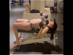 alexandradaddario bikini dumbbell bench press