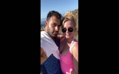 Britney Spears Cleavage Beach Selfie