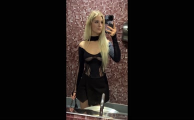 evaelfiefree bathroom selfie sheer top