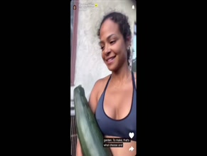 Christina Milian braless zucchini garden.