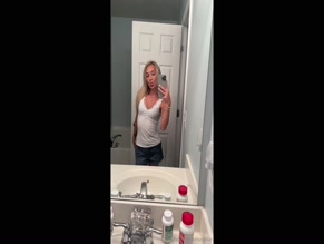 kelseyblu  bathroom mirror selfie, shorts, tank top