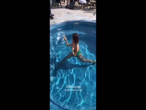 Frankie Bridge Pool Splits Champagne