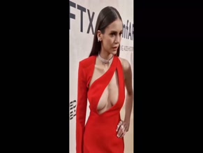 Nina Dobrev Cleavage Red Dress