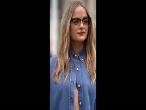 Joey King nipple slip denim shirt