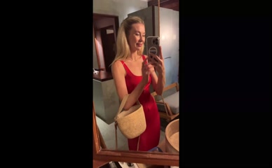 Georgia Toffolo Red Dress Mirror Selfie Cleavage