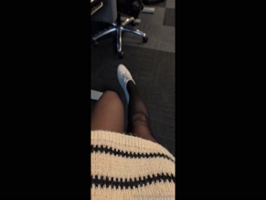 subnerdette: sheer pantyhose and knit sweater at desk