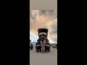 vegan__booty black bikini full buttocks view bending over