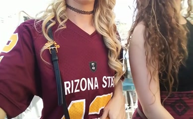 Gingerbanks1 flashes her tits under ASU jersey