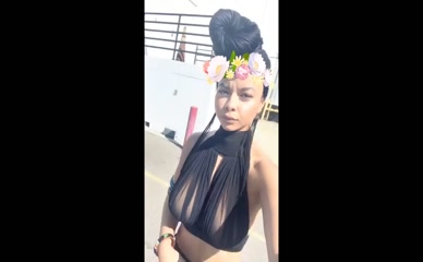 Crystal Westbrooks sheer top exposes breasts and areolas