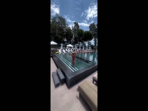 Danielle Nicholls Thong Bikini Poolside Tits