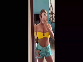 Saffron Barker Mirror Selfie Bikini Top Shorts Cleavage
