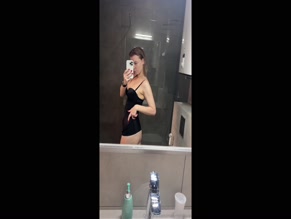 marymoorxvip in sheer black dress bathroom selfie