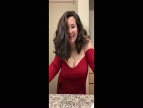 bxbxgeo: Red Dress Tease, Cleavage Visible