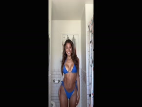 Christina Celentino teasing her hot body in a blue bikini