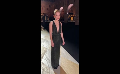 Sadie Sink Deep V Dress Cleavage