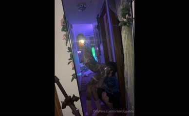 NintendoPanda getting her ass licked in front of a mirror