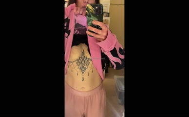 sabrinadreverment bare chest tattoo and pink pants