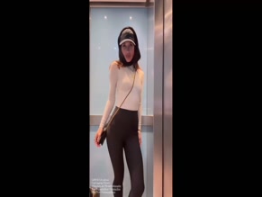 Myleene Klass elevator dance, sheer top, nipple slip.