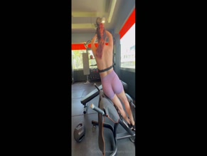 sam-dreamy-lips-vip Sheer activewear reveals buttocks outline during workout.