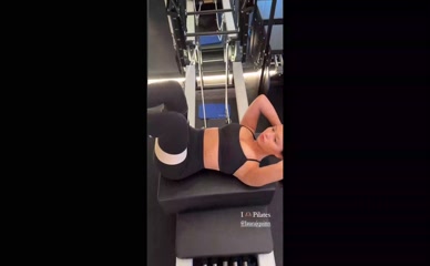 Fiona Barron Pilates Ab Workout Cleavage View
