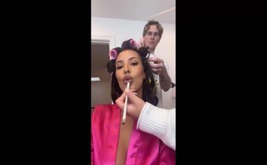 mayajama getting ready, lip liner application