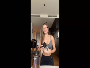 Ivana Baquero topless protein shake.