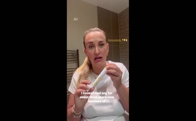 Tiffany Watson fully clothed discussing skincare products