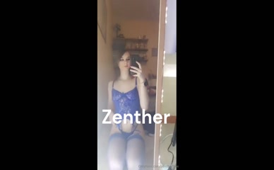 zentherfree in sheer lace bra and thong