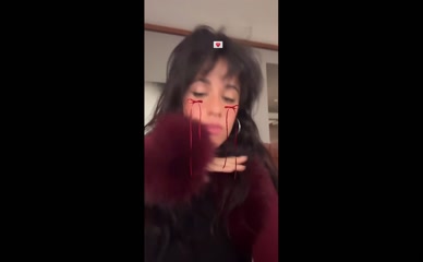 Camila Cabello face with ribbon filter.