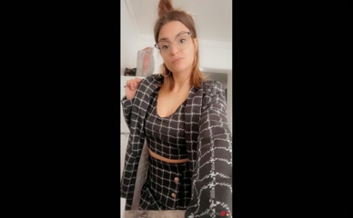 Lexybebe5 in plaid outfit blows kiss