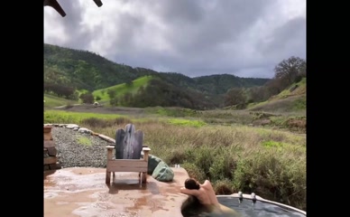 Teri Wyble nude hot tub landscape view